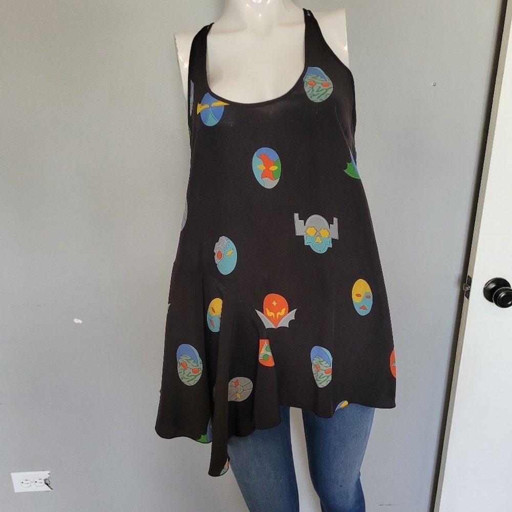 Stella McCartney Superheroes Silk Asymmetrical Tank, VGUC, Size S